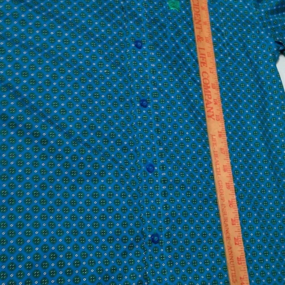 Cinch Shirt XXL 16-18 Button Down Blouse Blue Green Geometric Western Long Sleev - Picture 5 of 11